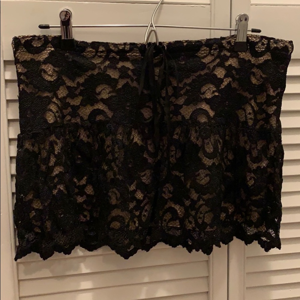 Black lace mini skirt